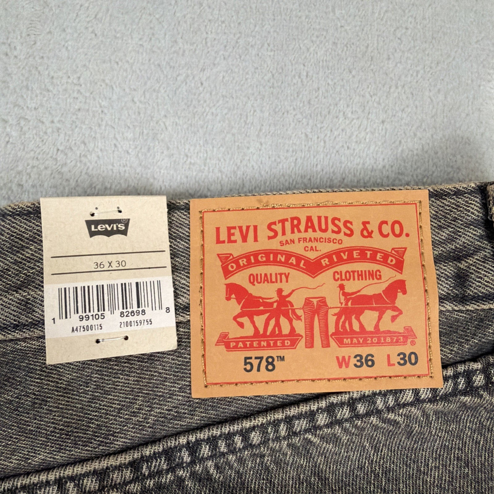 Levi’s 578 Baggy Denim Jeans Men’s Size 36×30 Gray Cotton Y2K