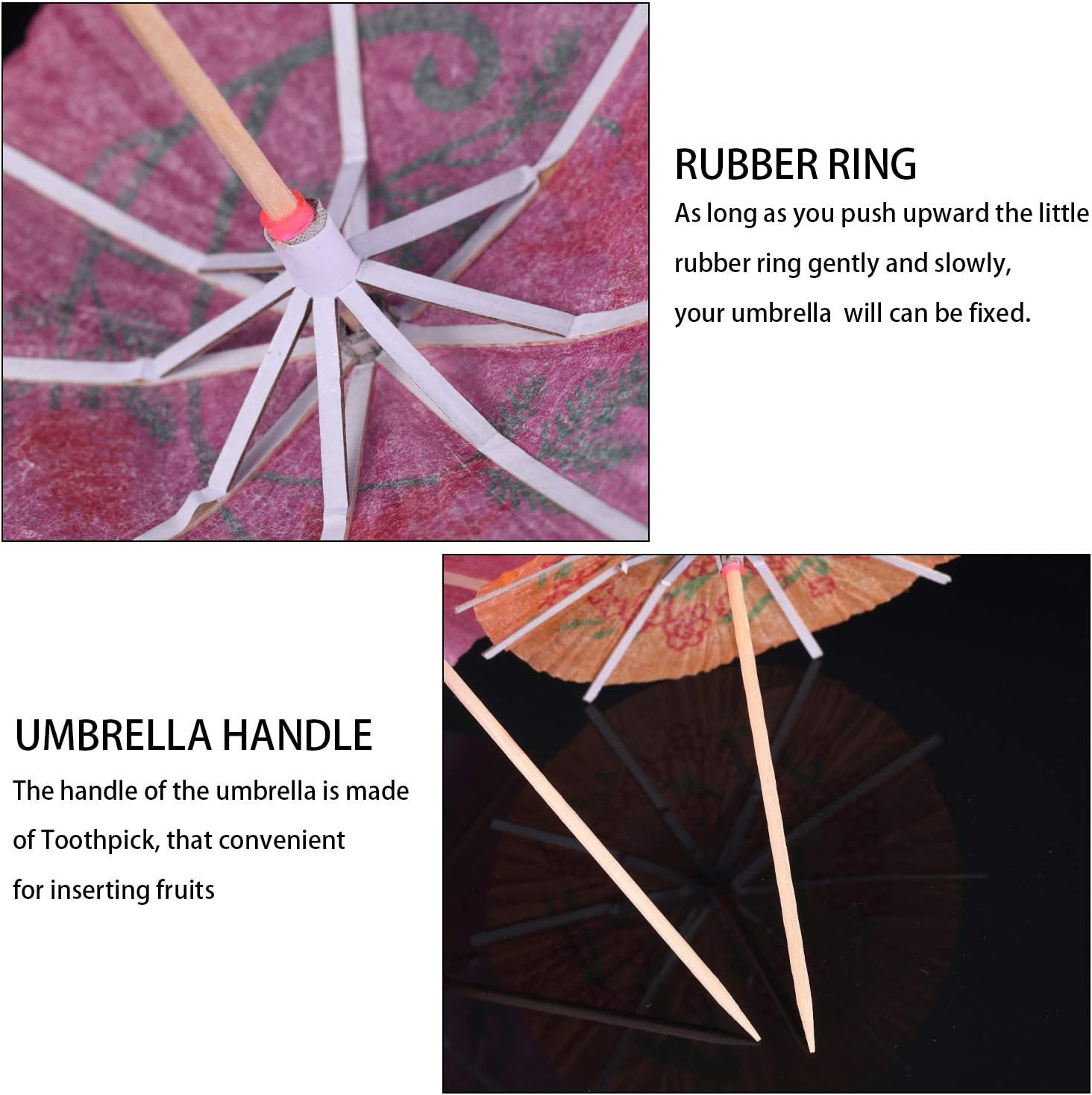 288 Pieces Cocktail Umbrella for Drink Assorted Paper 4 Inch Umbrella Toothpick