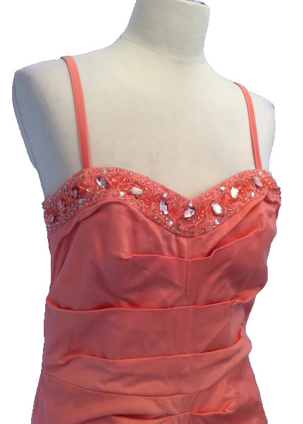 LIPSY VIVID CORAL JEWEL TRIM STRAPPY/STRAPLESS MINI DRESS SIZE 14