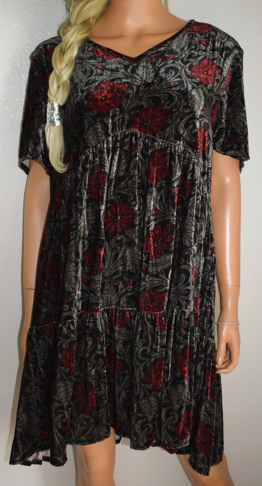 NWT DOUBLE D RANCH Greystone Chapel Velvet Tunic Dress Large