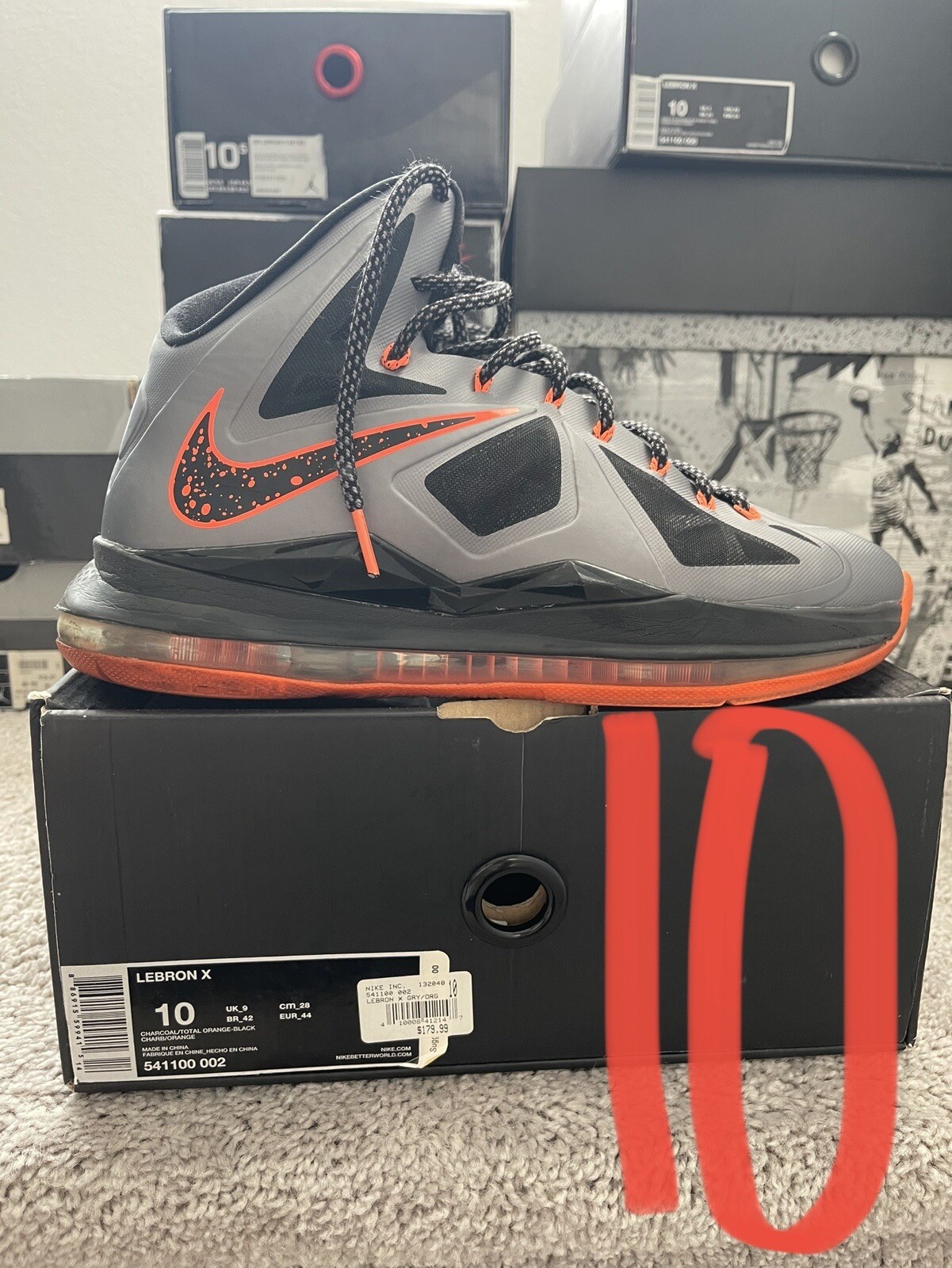 Size 10 – Nike LeBron 10 Lava 2012