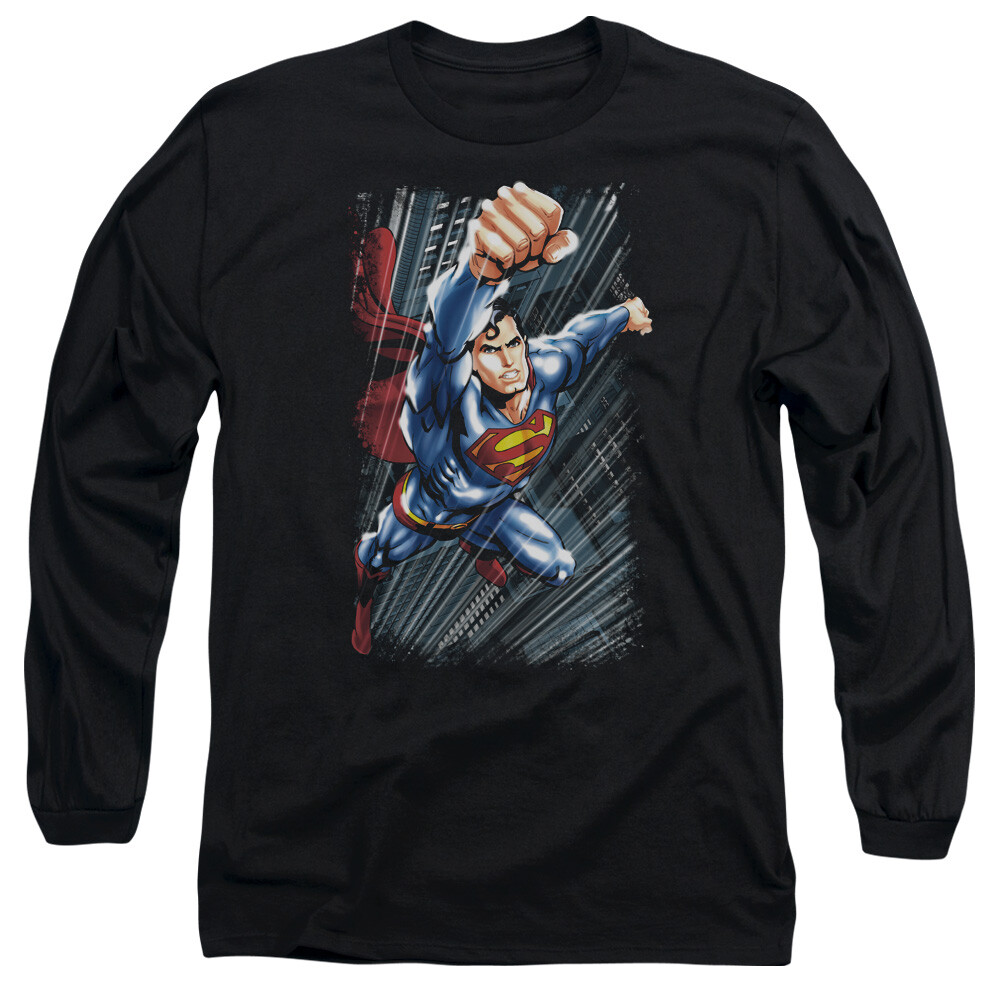 SUPERMAN FASTER THAN Licensed Men’s Long Sleeve Graphic Tee Shirt SM-3XL