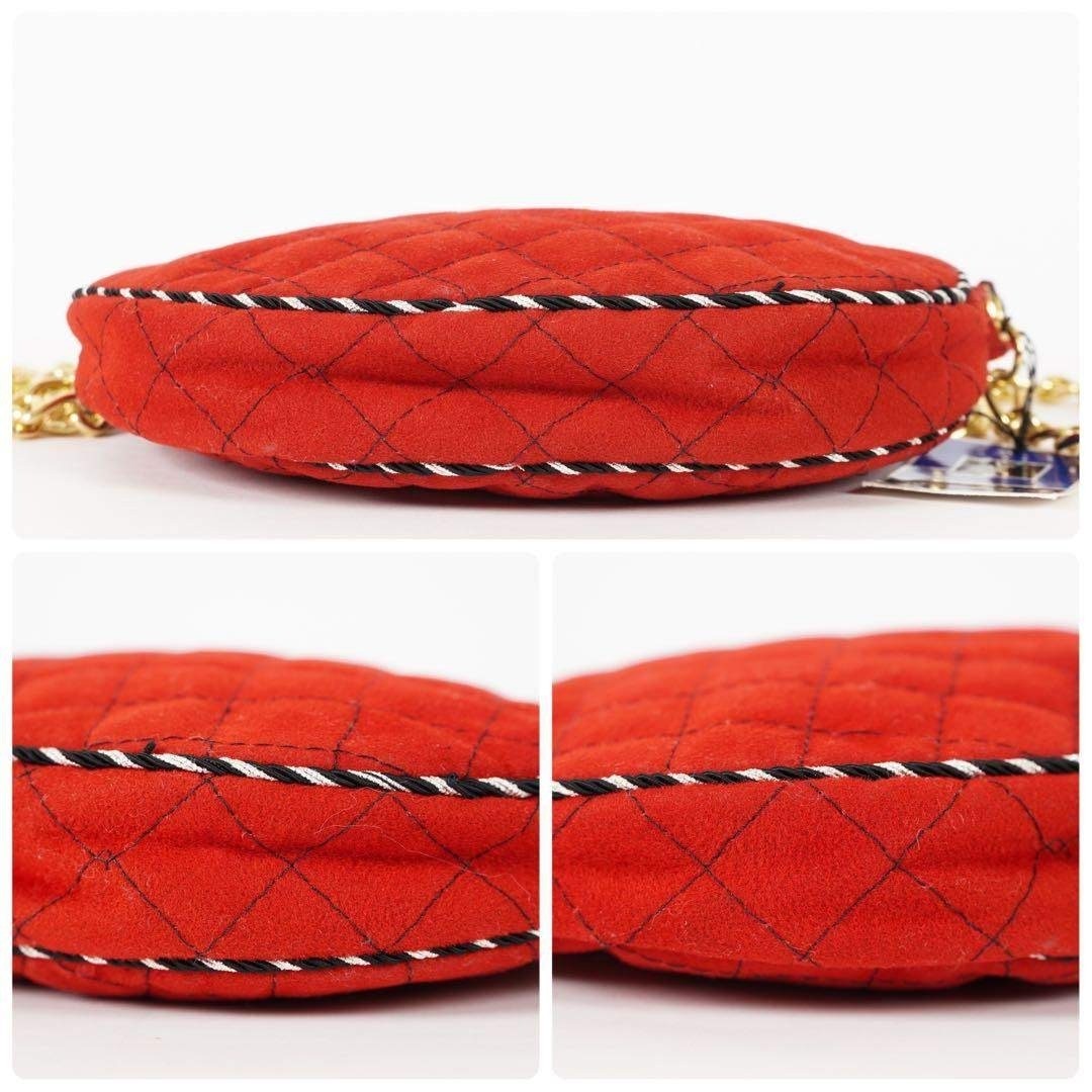 Yves Saint Laurent Shoulder Bag w/Tag Suede Red Size: W:6.7 × H:5.1in. [Unused]