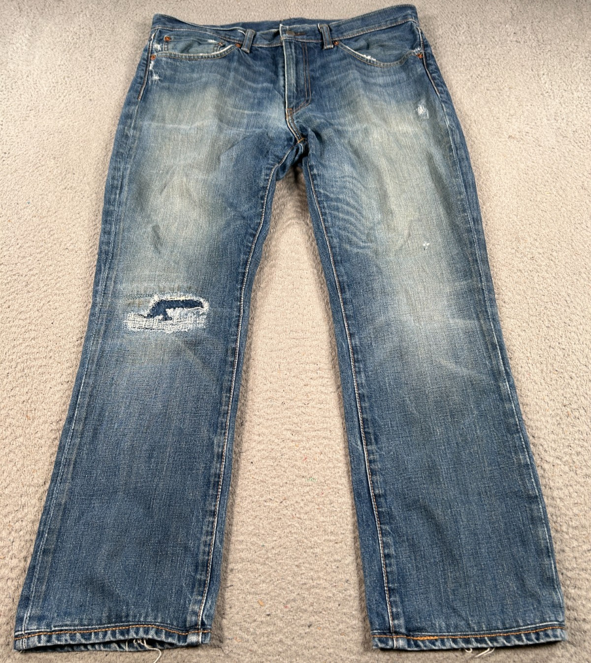 Levis 511 Jeans Men’s 36×26 Blue Denim Straight Leg Distressed Workwear Faded