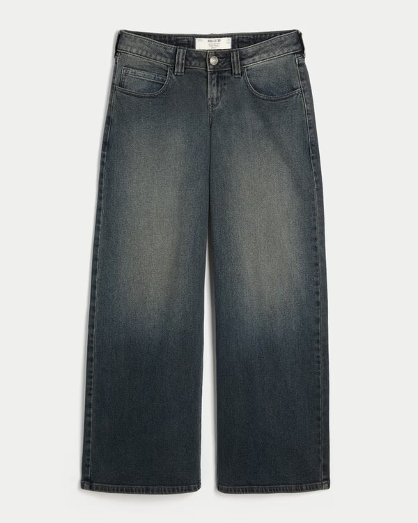 HOLLISTER WOMENS ANDI ADJUSTABLE ULTRA LOW RISE SUPER BAGGY JEANS NWT