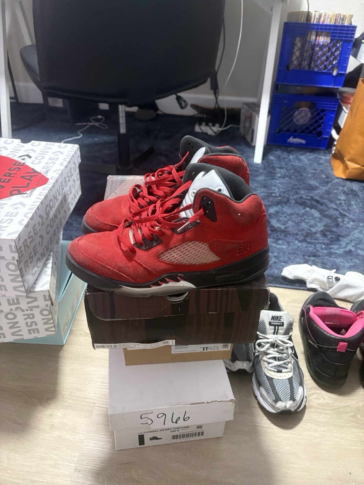 Jordan Air Jordan 5 Red/Black Suede Mid Top Lace Up Men’s Sneaker
