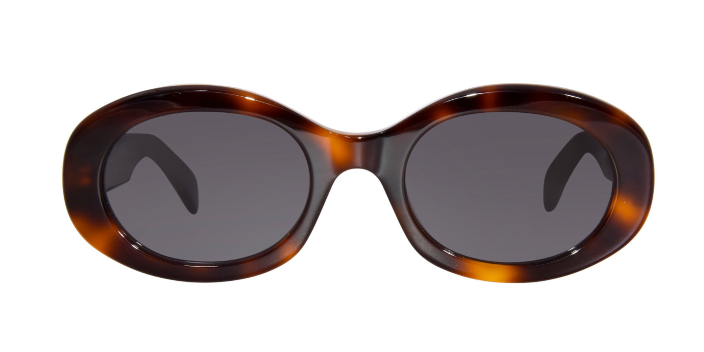 Celine Triomphe CL40194U 53A Shiny Havana/Smoke Oval Women’s Sunglasses