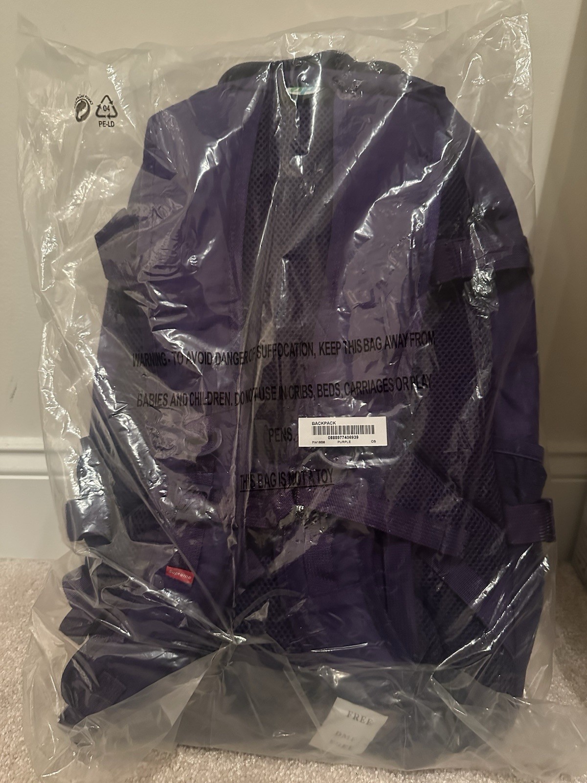 Supreme FW18 Backpack Purple Brand New DS Deadstock Authentic With Tags