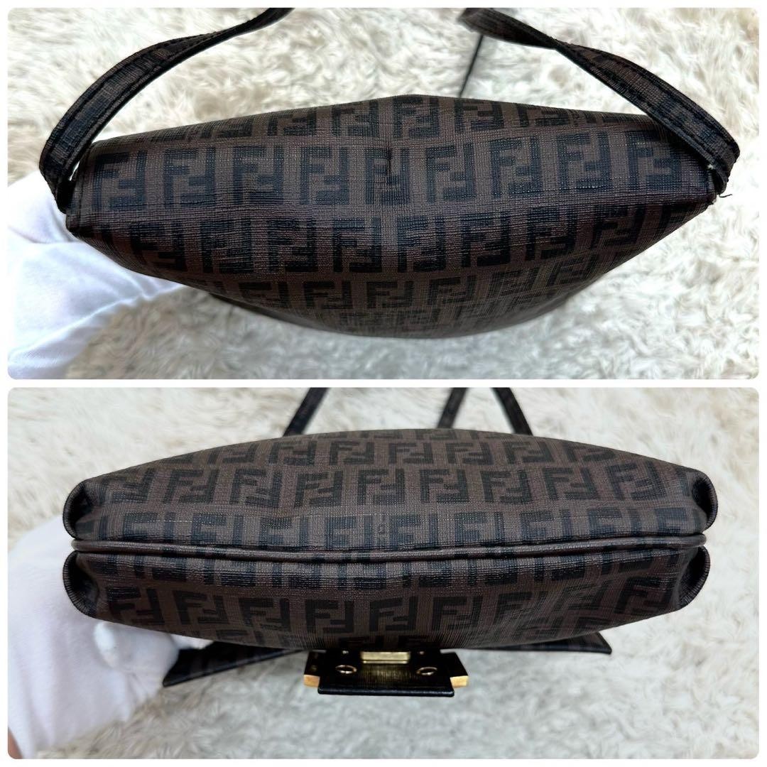 Auth FENDI Mamma Baguette Zucca Shoulder Bag Brown PVC Canvas FF Logo Japan