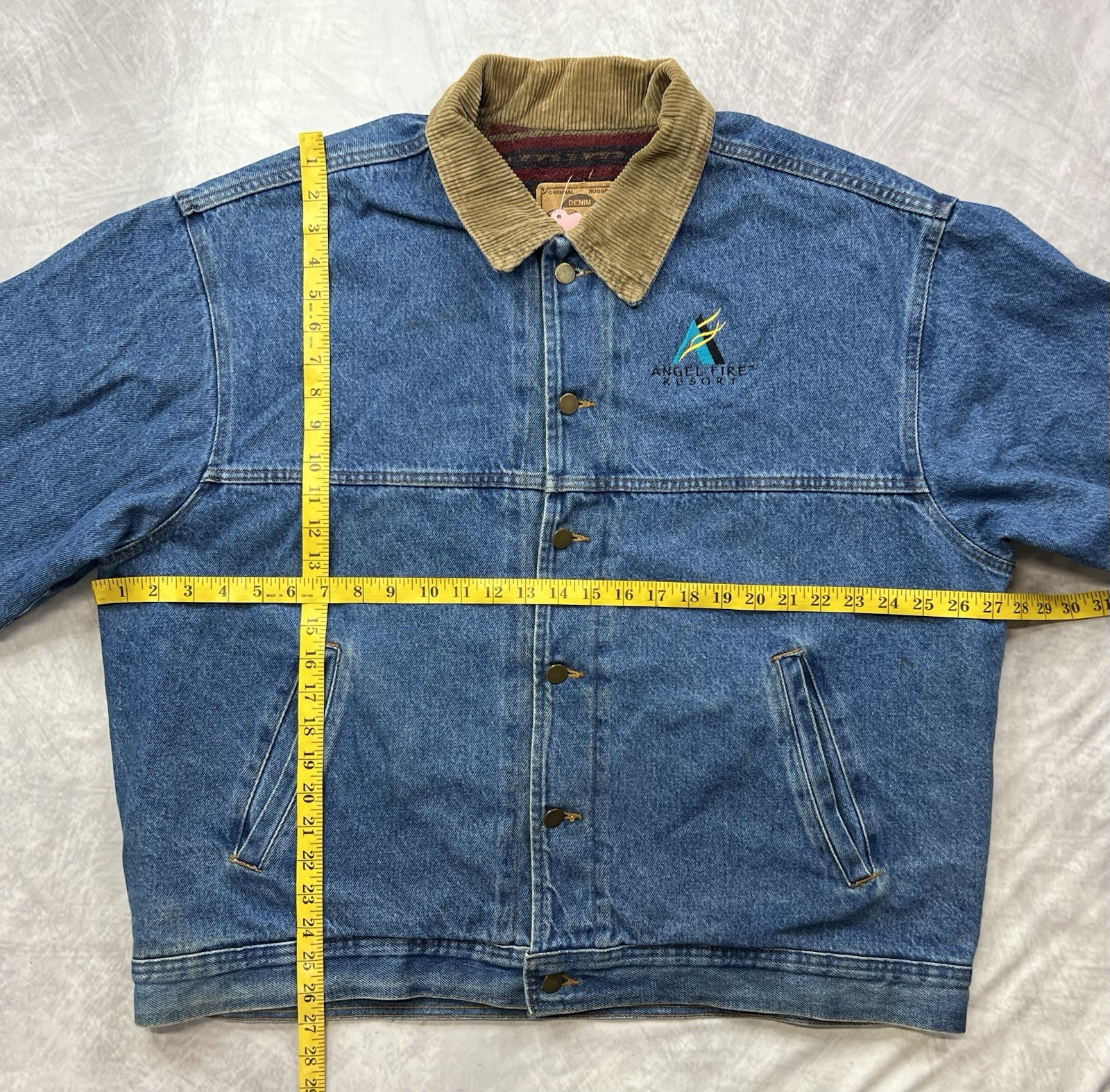 Vintage Sports Master Blanket Lined Denim Jacket Size XL USA Made Aztec