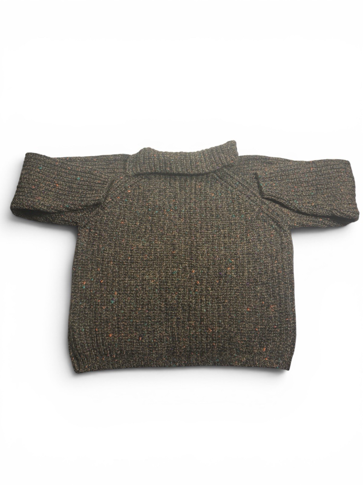 Vintage GAP Medium 90s 100% Wool Chunky Donegal Speckled Sweater Brown Mock Neck