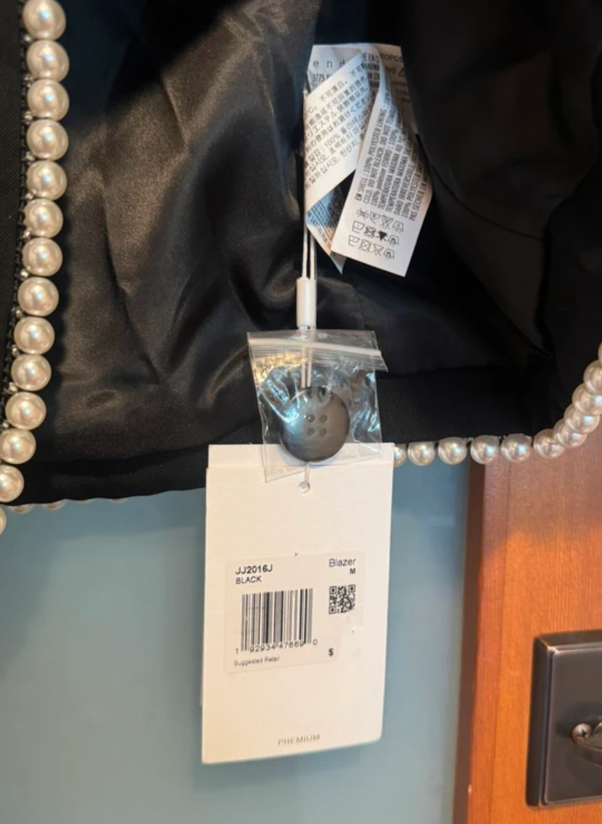 womens black blazer with pearl lining