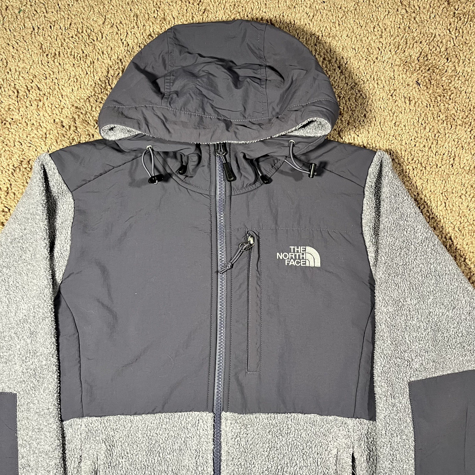The North Face Jacket Womens Small Gray Denali Hooded Recycled Polartec Fleece