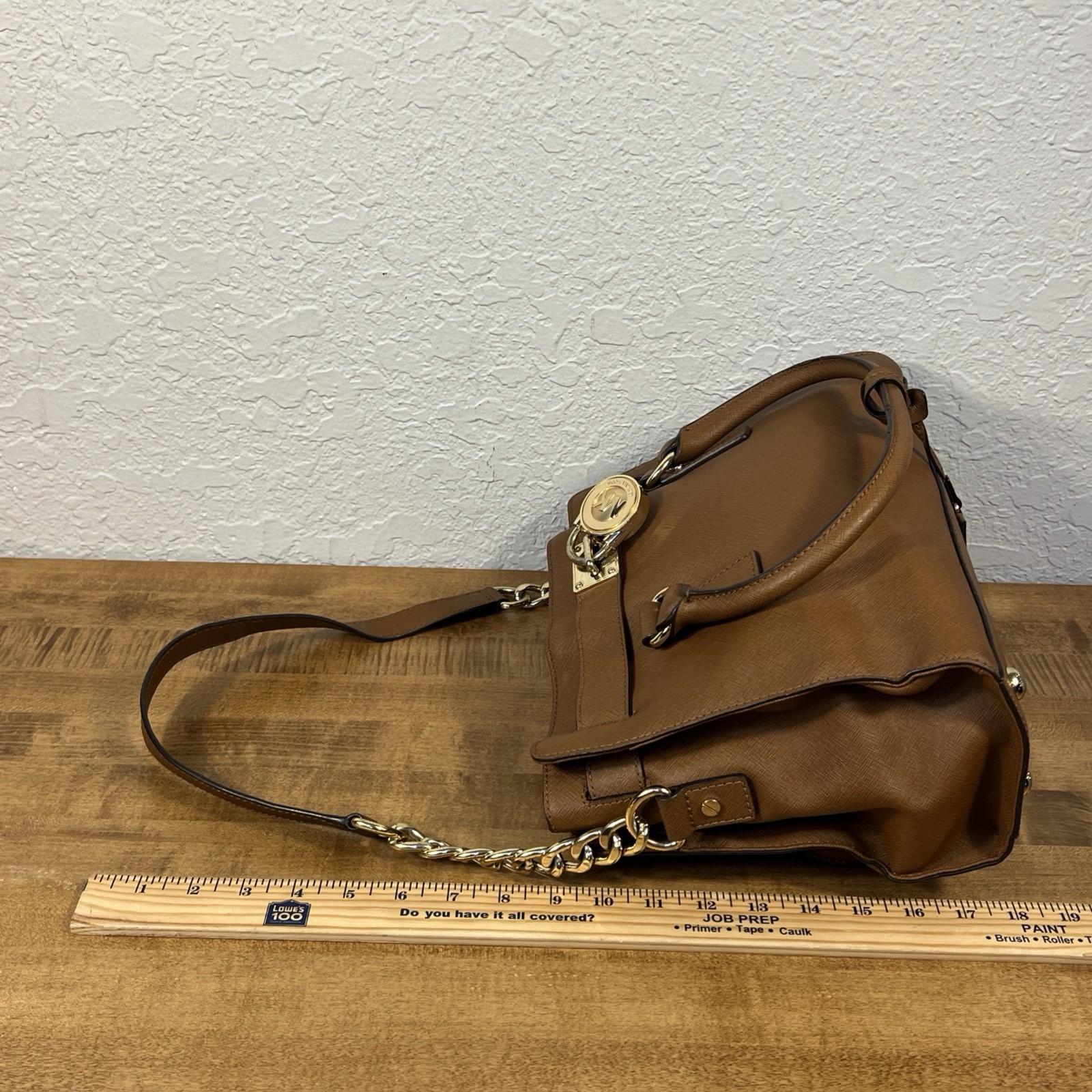 Michael Kors Brown Medium Satchel Top Handle Shoulder Strap Gold Hardware Lock