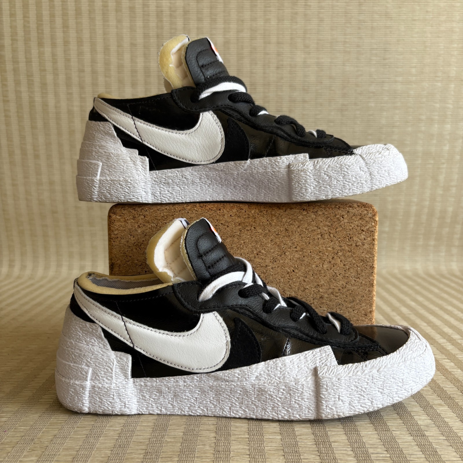 Nike Sacai Blazer Low Shoes Mens Size 7.5 Black White Leather Sneaker DM6443-001