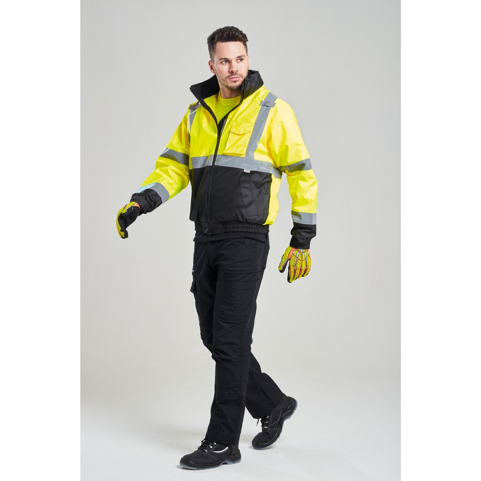 Portwest US364 Hi Vis Premium 2-in-1 Bomber Hooded Waterproof Safety Jacket ANSI