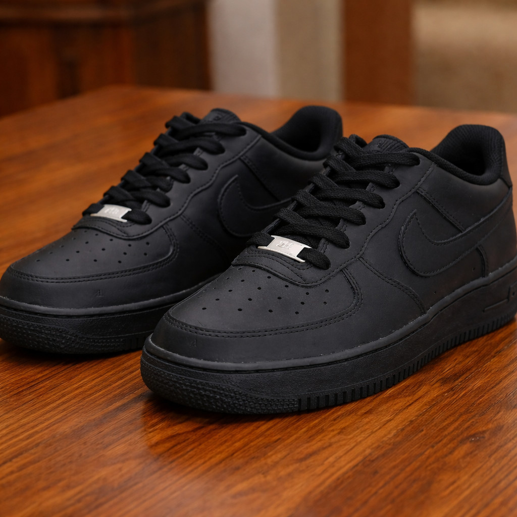 Nike Air Force 1 ’07 Low Triple Blackout Men’s AF1 Leather Classic Sneakers New
