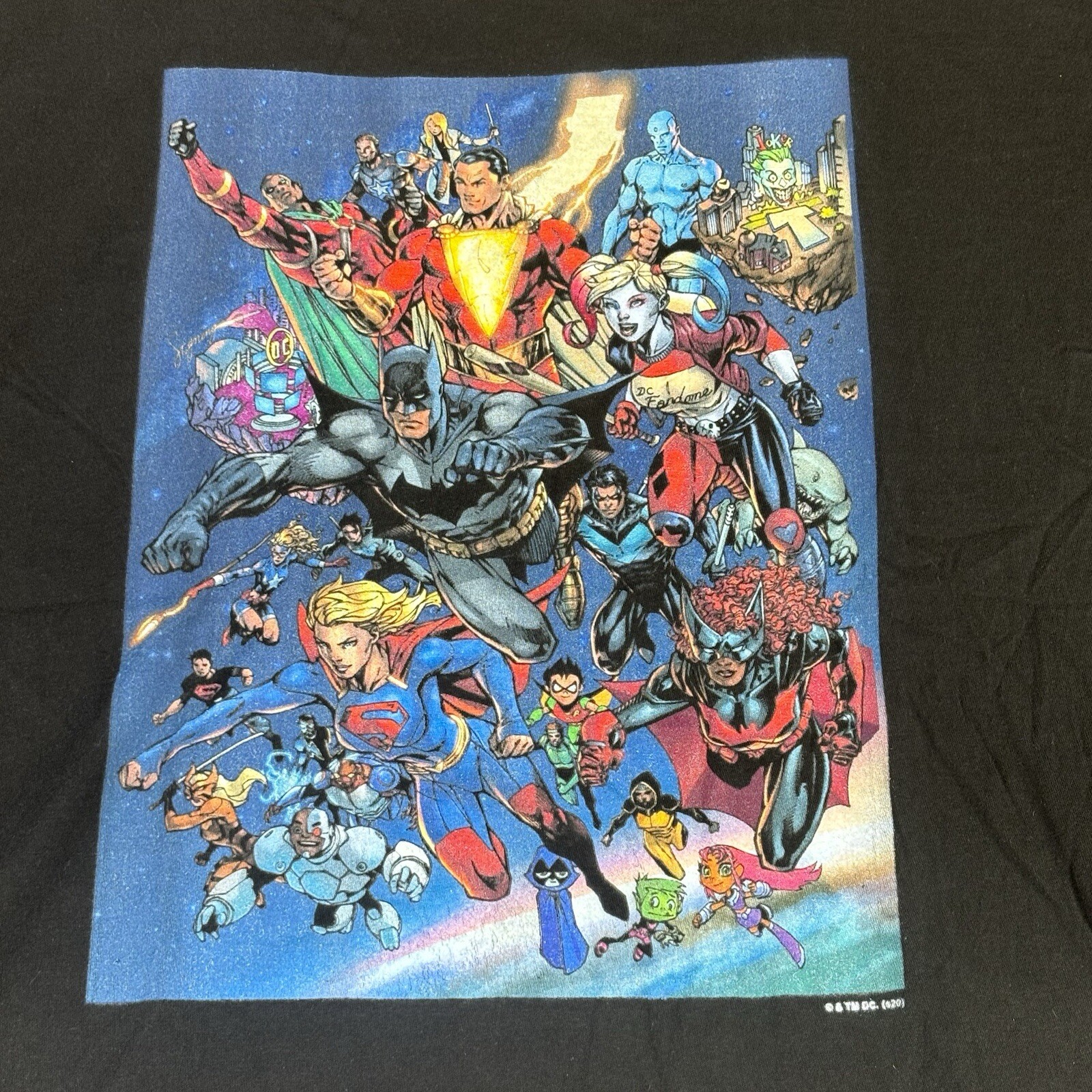 DC Comics T-shirt Men XL Batman Robin Superman Black Short Sleeve Justice League