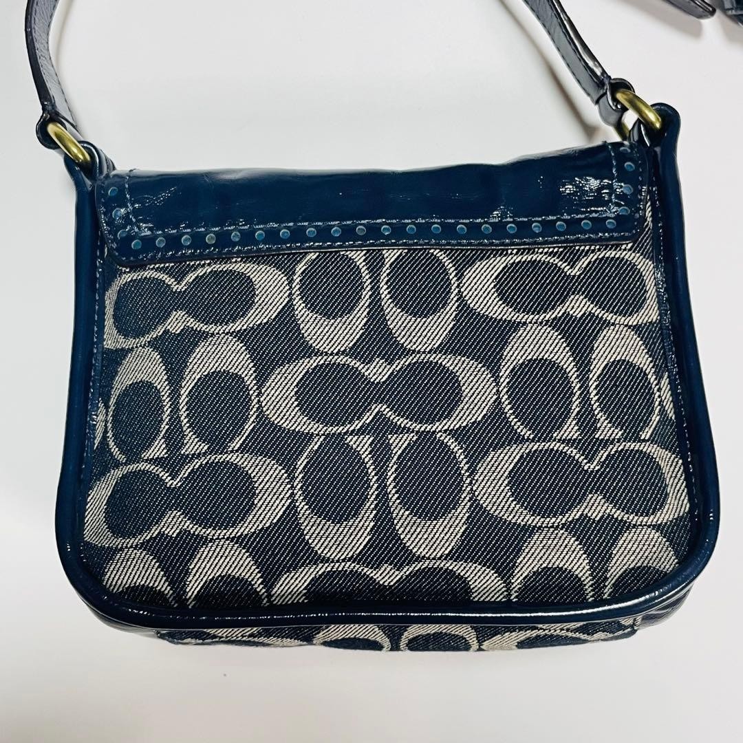 COACH Bleeker Legacy Flapbag Soho Signature Shoulder Bag Navy Denim
