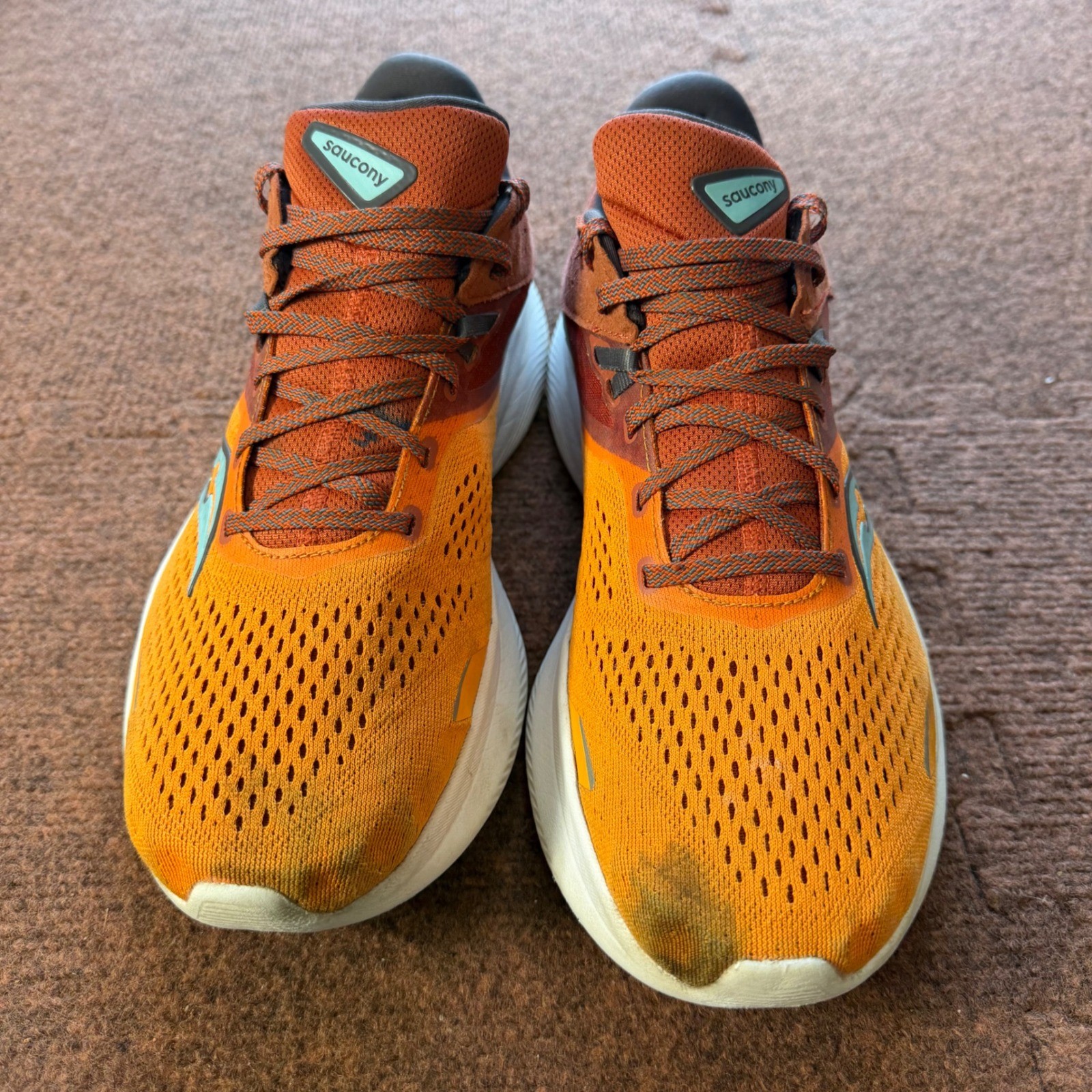 C+ Saucony Ride 15 Mens Running Shoes Orange Red PWRRUN Sneakers S20729-25 gym