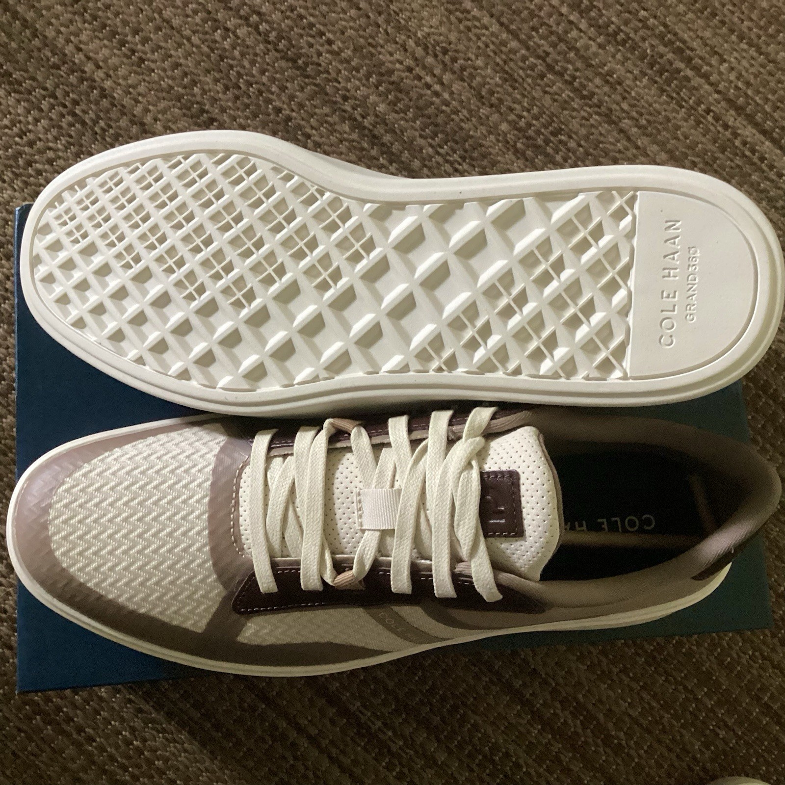 NEW Mens $160 COLE HAAN Grand Crosscourt Winner Sneakers Madeira Latte Ivory 13
