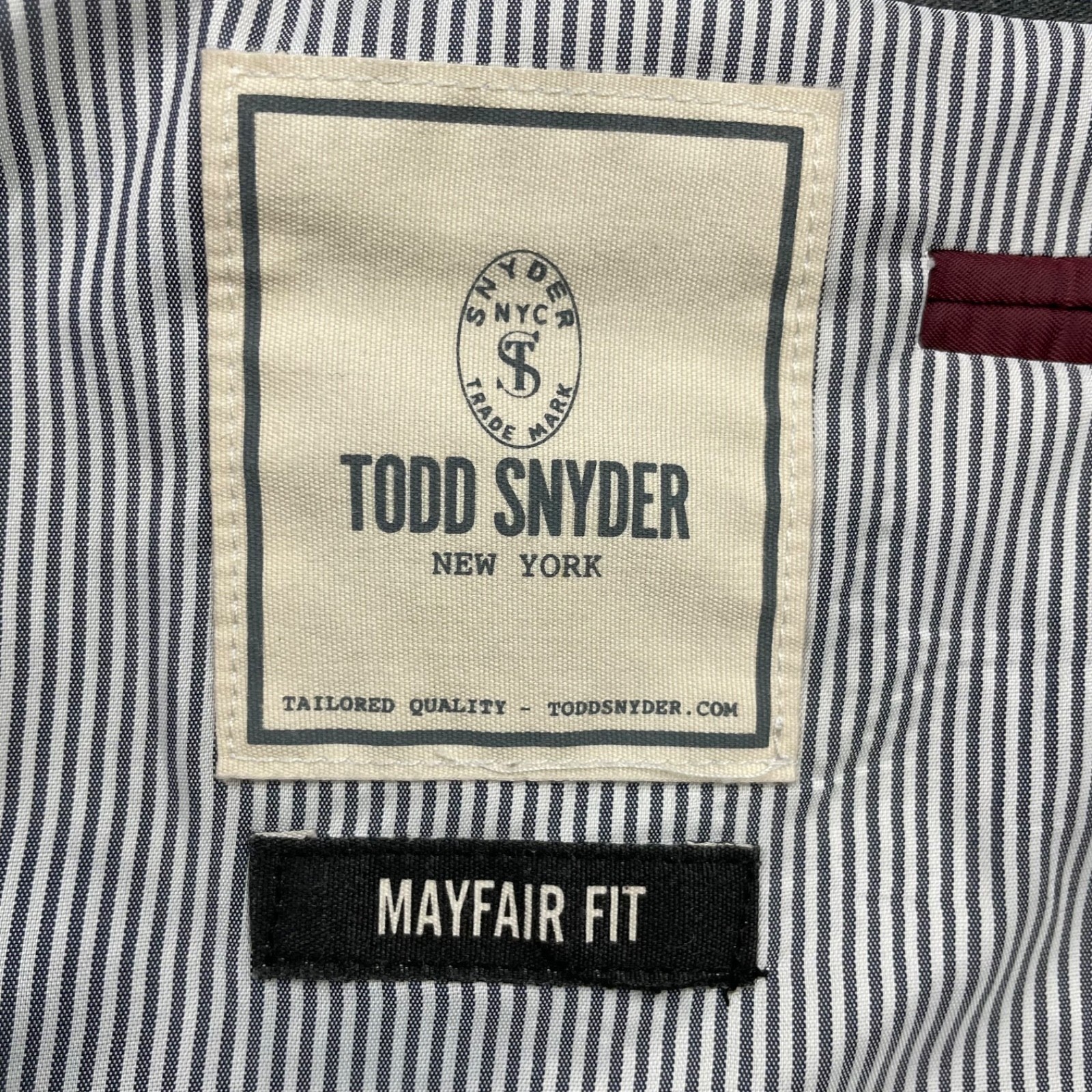 Todd Snyder Men’s Mayfair Fit 100% Wool 2-Button Blazer Navy Blue Stripe • 40R