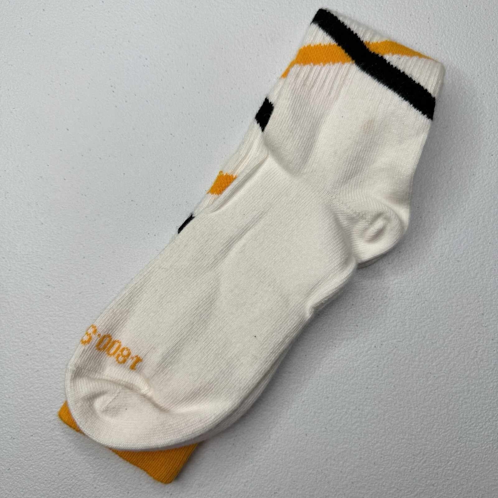 1-800 Spike It Volleyball Sock Size Large White/Blue/Yellow 1 Pair #167M NWOT