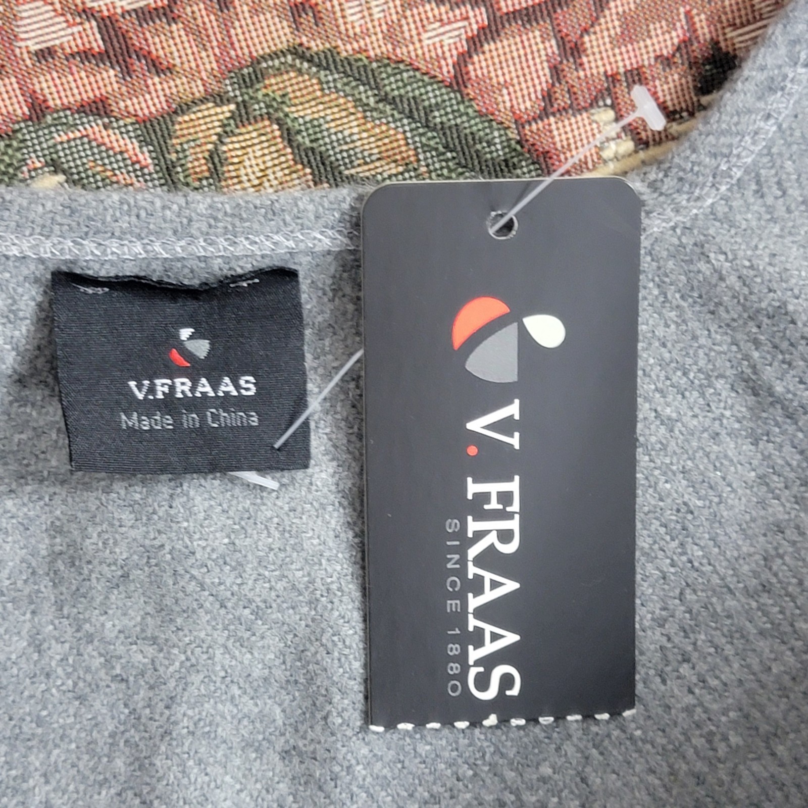 V Fraas Poncho Womens One Size Gray Open Front Ruana Wrap Cape Fringed Shawl