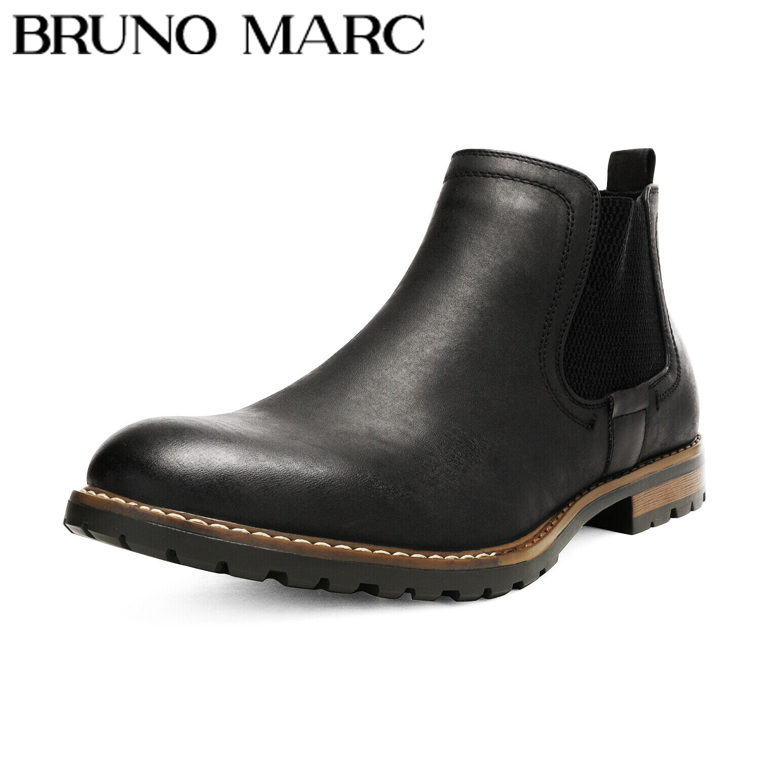Bruno Marc Men’s Chelsea Boots Ankle Boots Combat Boots Leather Slip-On Shoes