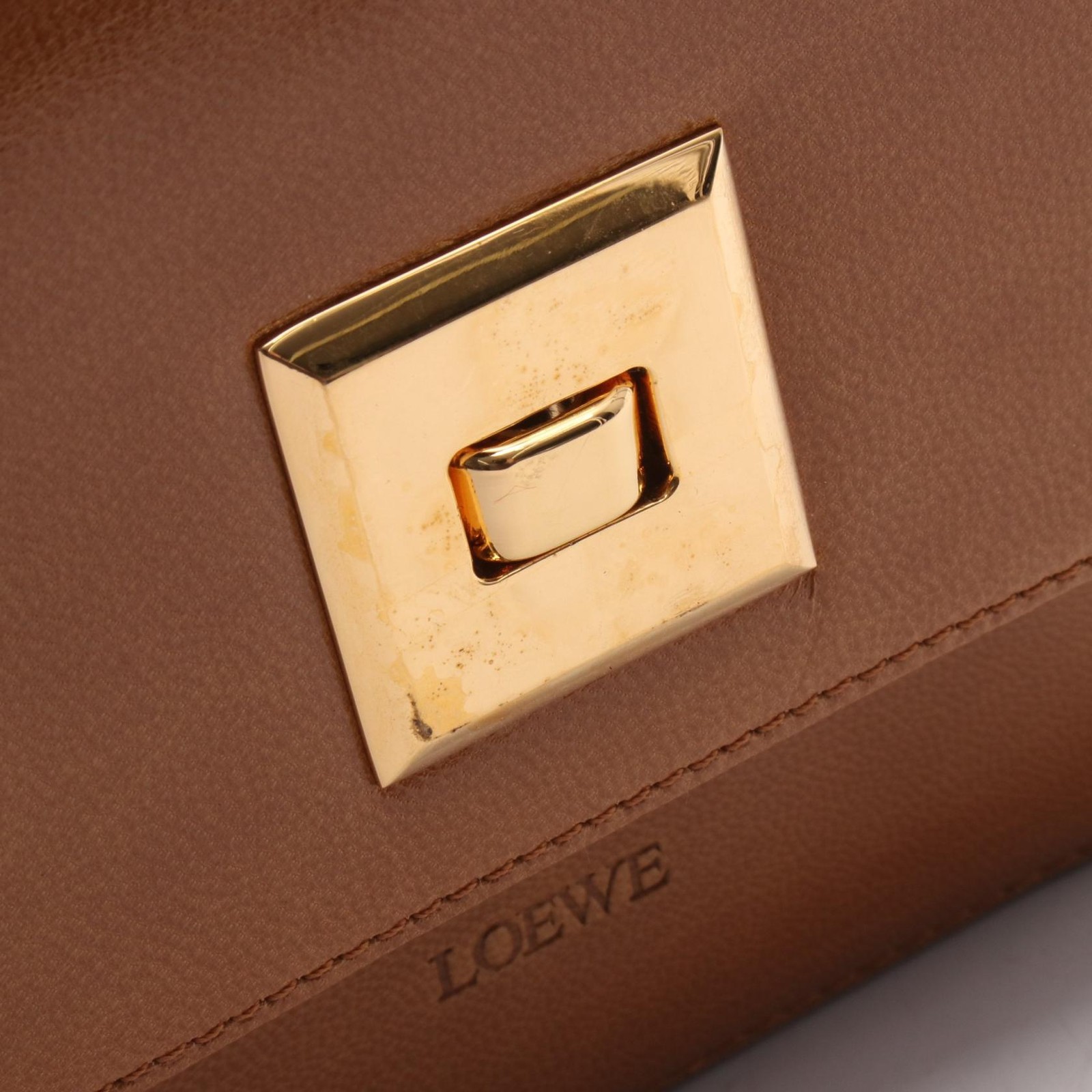 LOEWE Shoulder Bag leather Brown Gold GHW Used Women