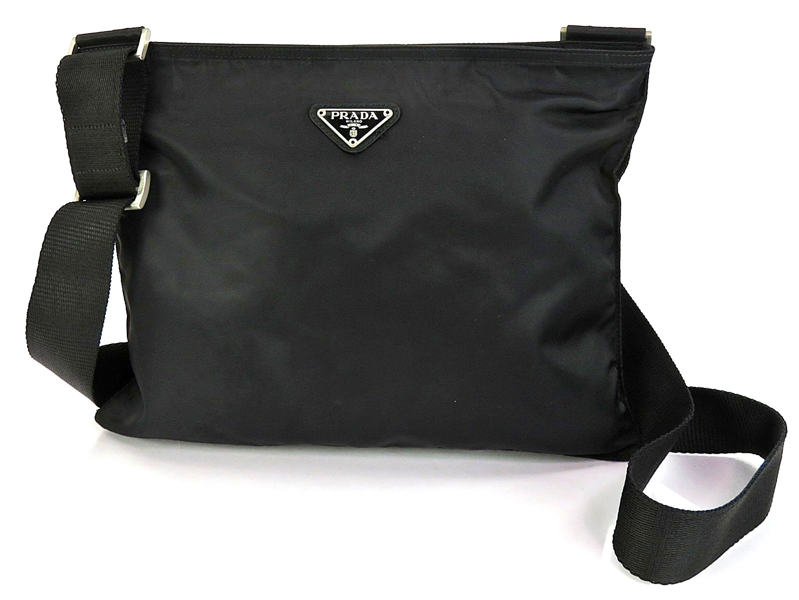 Authentic PRADA Black Nylon Small Shoulder Crossbody Bag Purse #64680