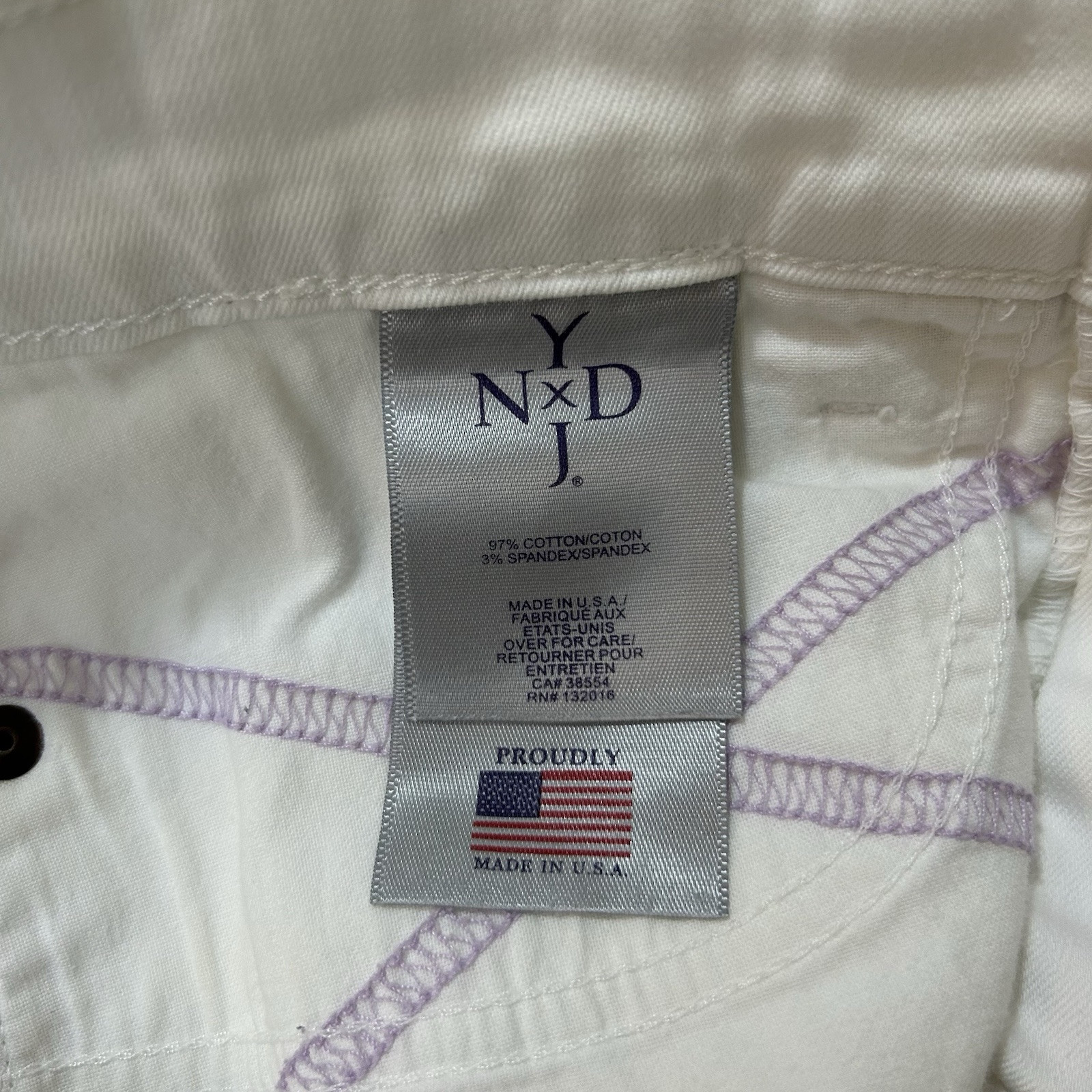 NYDJ White Crop Jeans Rolled Cuff with Jewel Detail Size 2 Stretch Lift Tuck