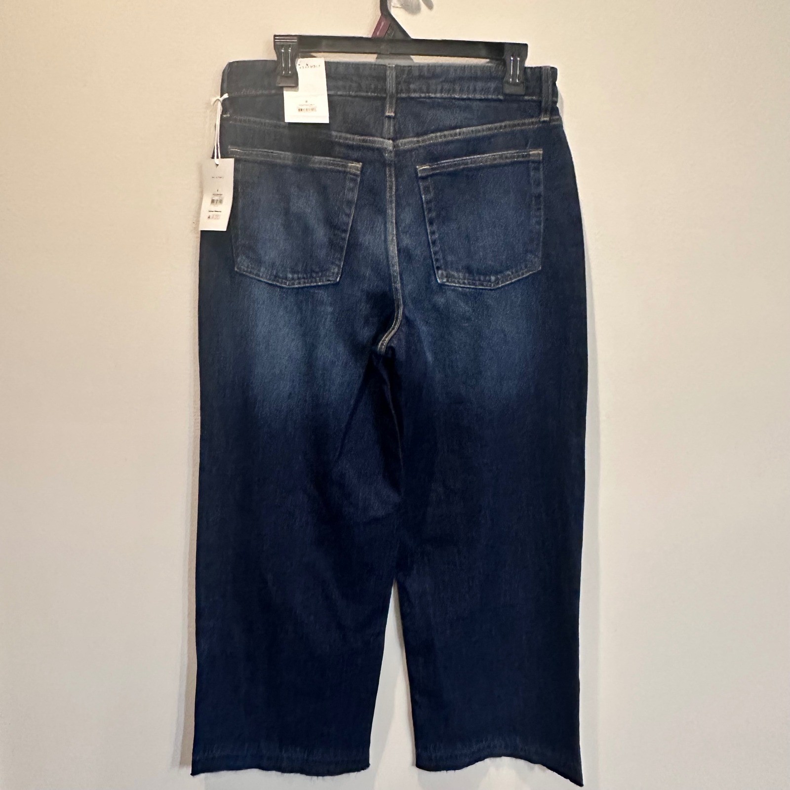 NWT Free Assembly Women Dark Indigo Wash Released Hem Wide Leg Jeans Size 8