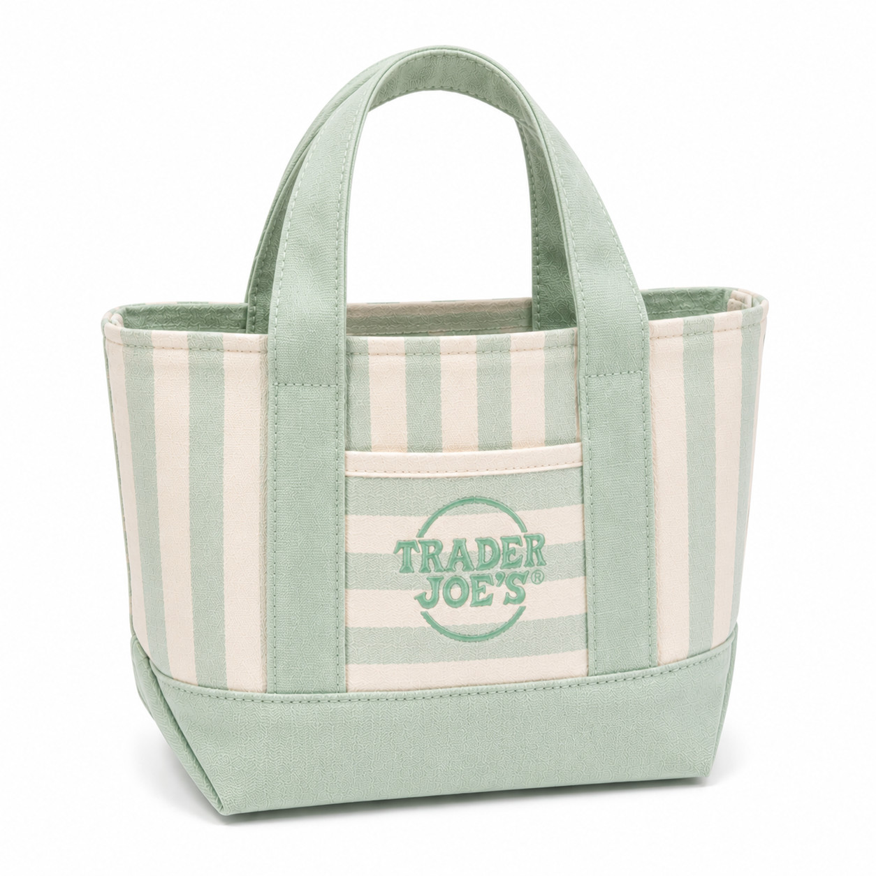 Trader Joe’s Striped Canvas Tote Bags-Mint Green