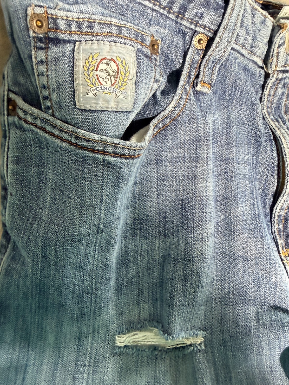 Cinch Silver Label Jeans Blue Straight Leg Stretch Cowboy Ranch Western 34×36