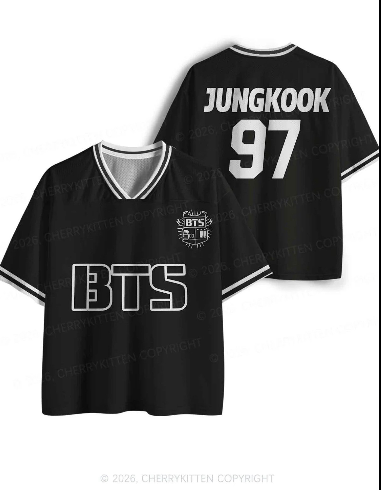 Jungkook 97 BTS Baseball Jersey Black K-Pop Army Concert Fan Shirt Y2K Size S