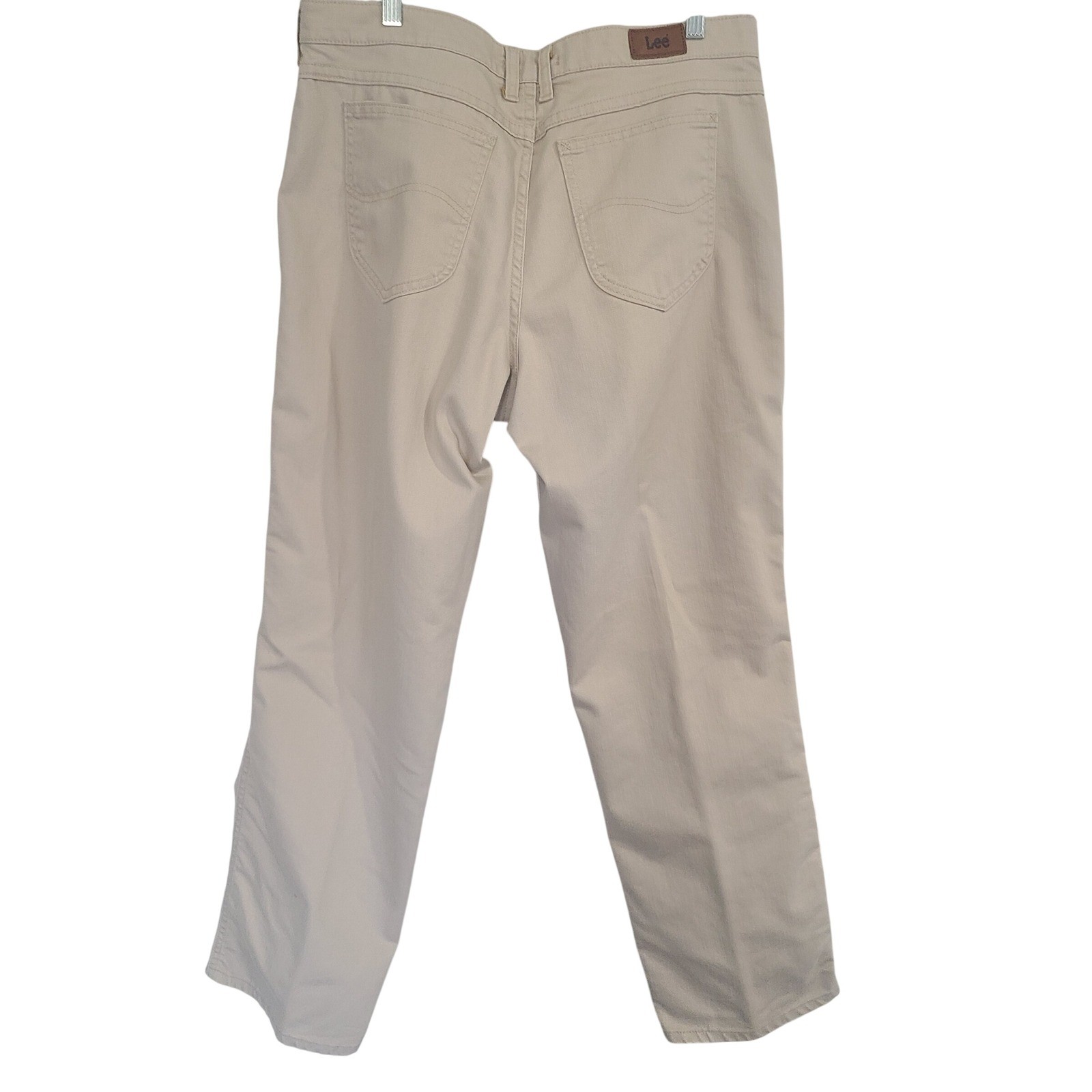 Lee Relaxed Straight Leg Pants Women’s 14M Beige Twill Khakis Casual