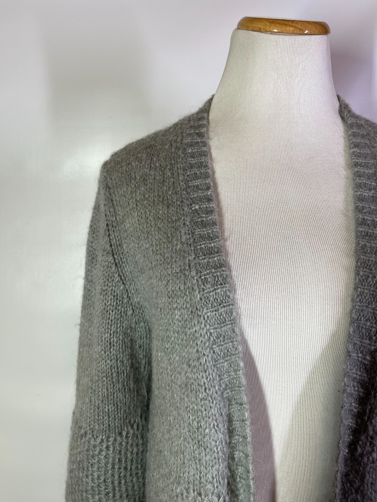 Sundance Size PM Fuzzy Grey Cardigan Sweater Open-Front Mixed Knits