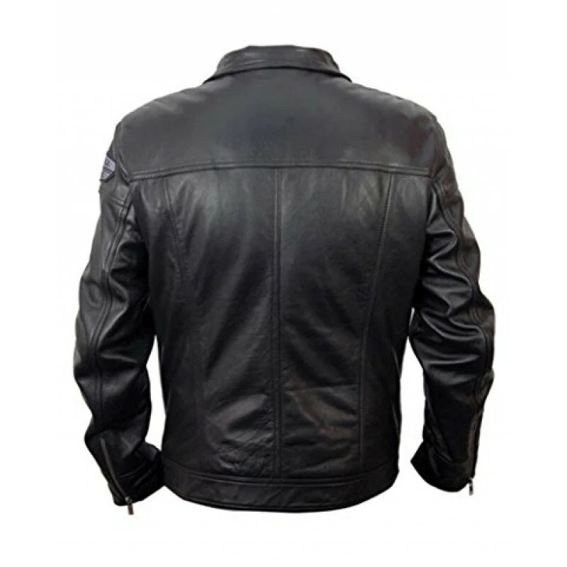 Men’s Top Grain Cowhide Leather Jacket Black Moto Biker Cafe Racer Rider Jacket