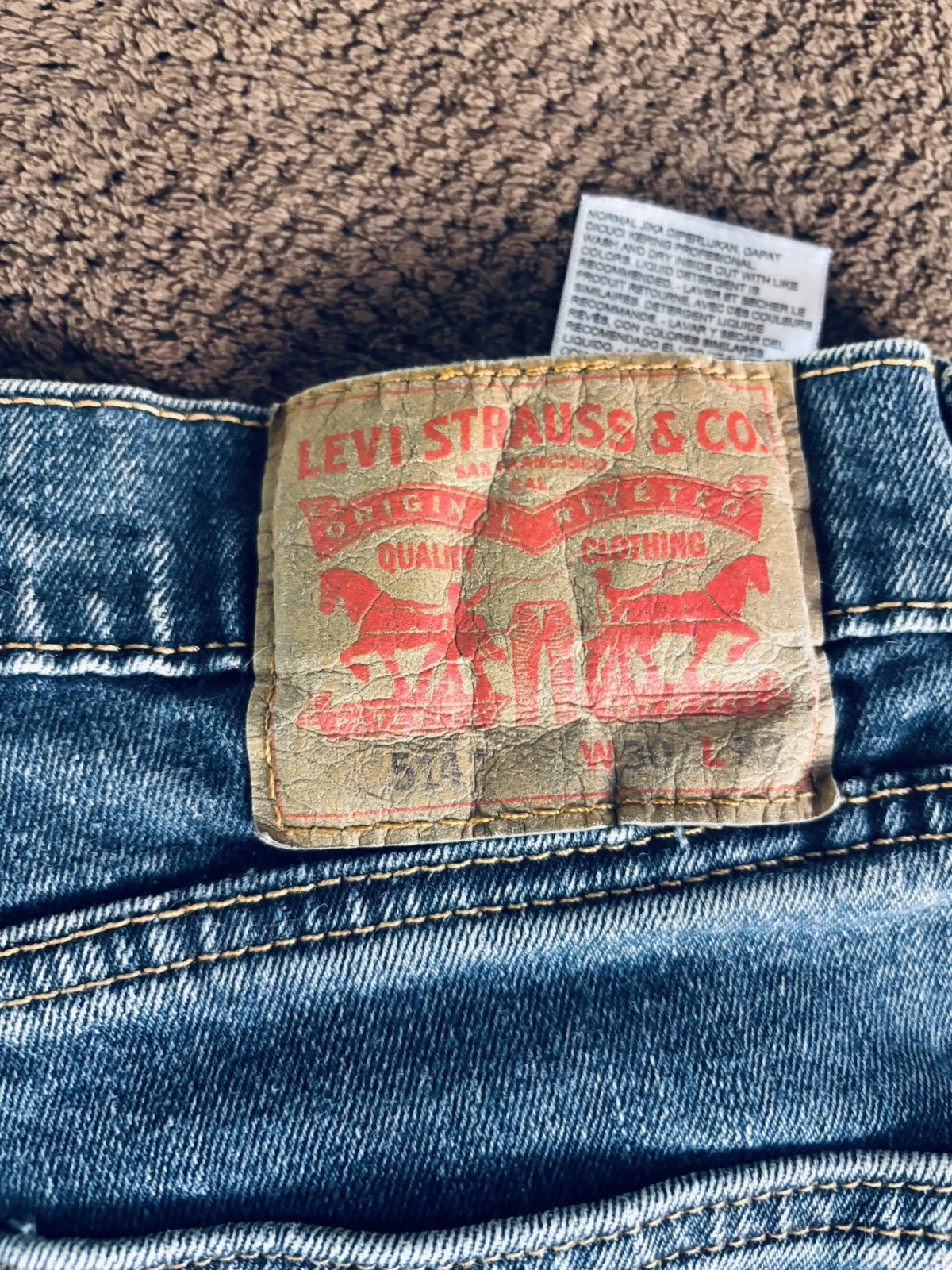 Levis 514 Jeans Mens 30×32 Blue Denim Straight Fit Leg Dark Wash Red Tab
