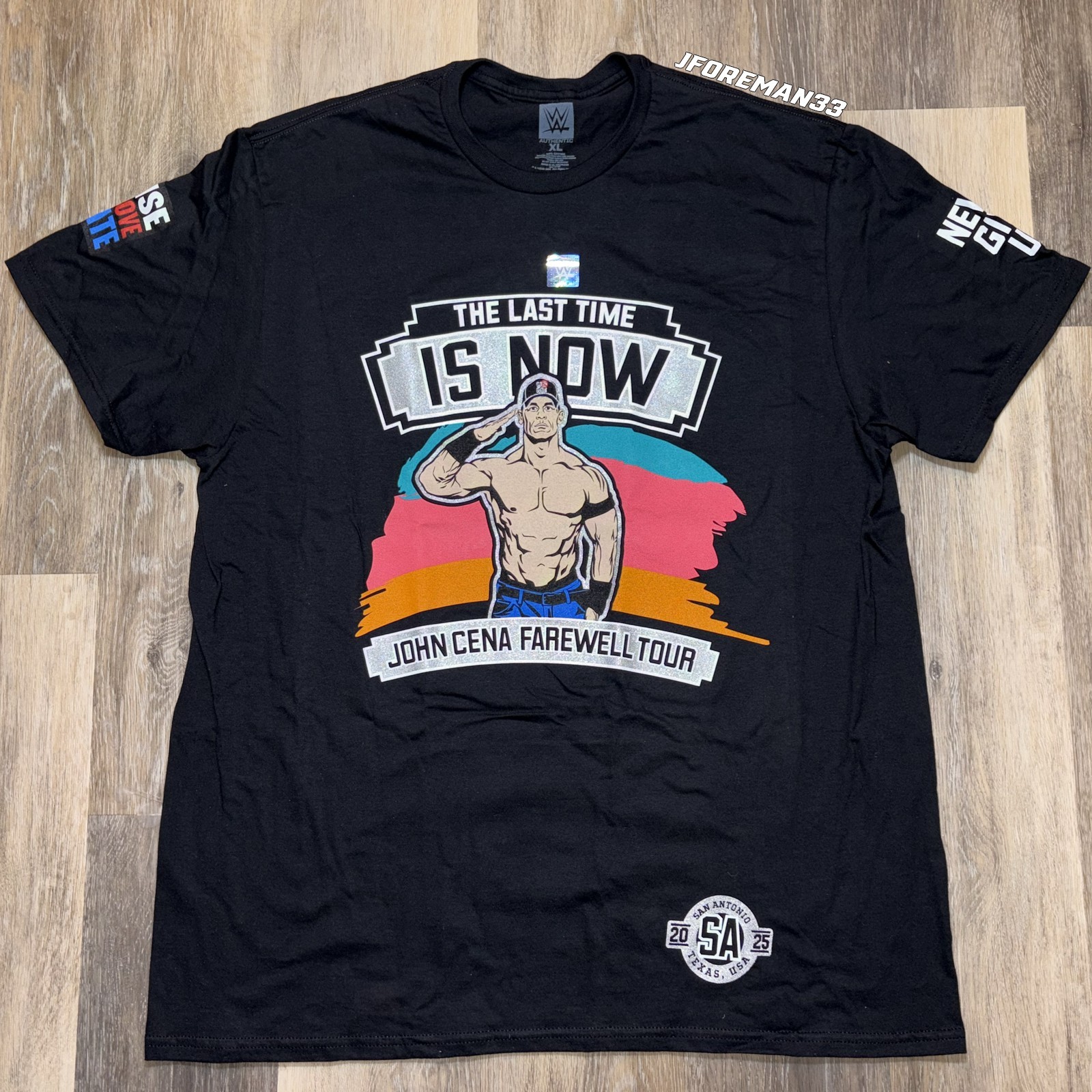 WWE Authentic John Cena San Antonio Spurs Shirt Farewell Tour Last Time is Now