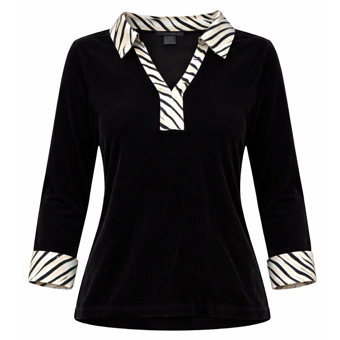 Black Zebra Print Collar Top Y2K Party Club Coquette Indie Sleaze Blouse