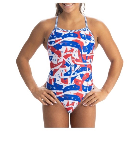 NWT Dolfin Women’s Uglies Salute V-Back Training One Piece Swimsuit Sz 38 $45