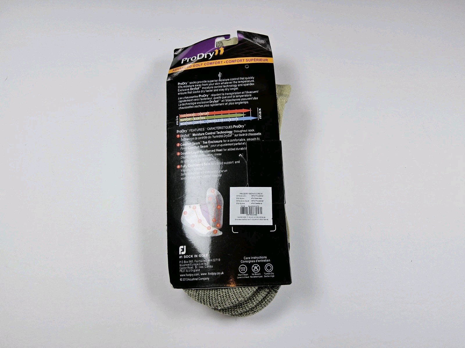 FootJoy Men’s ProDry Advanced Golf Comfort Socks Cushioned 2 Pairs Ankle Sz 7-12