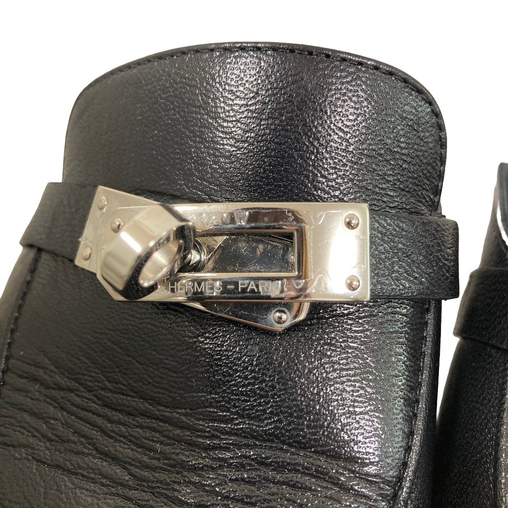 HERMES Oz Kelly Mule Sandals, Size 36 1/2 (Approx. 9.3 inches), Black Women USED