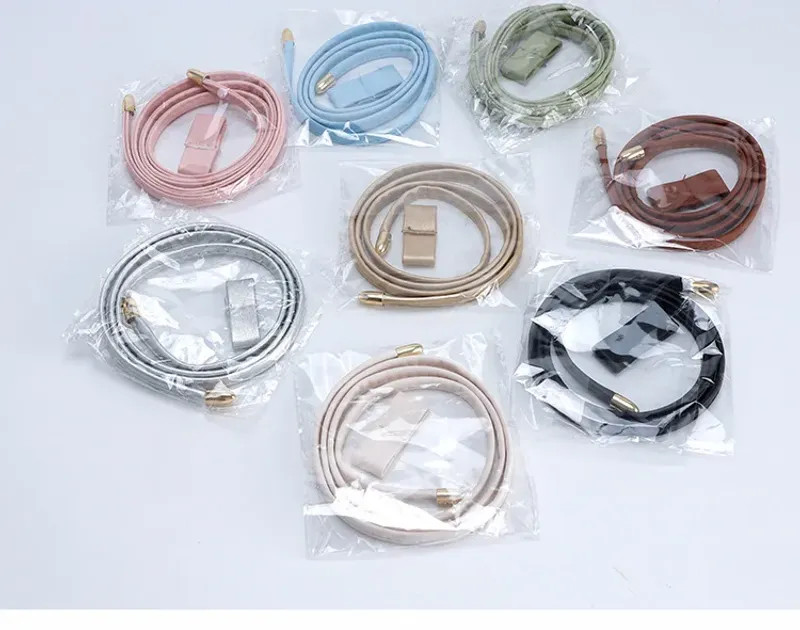 1Pcs PU Leather Drawstring Pull String Detachable Bucket Bag Strap Slide String