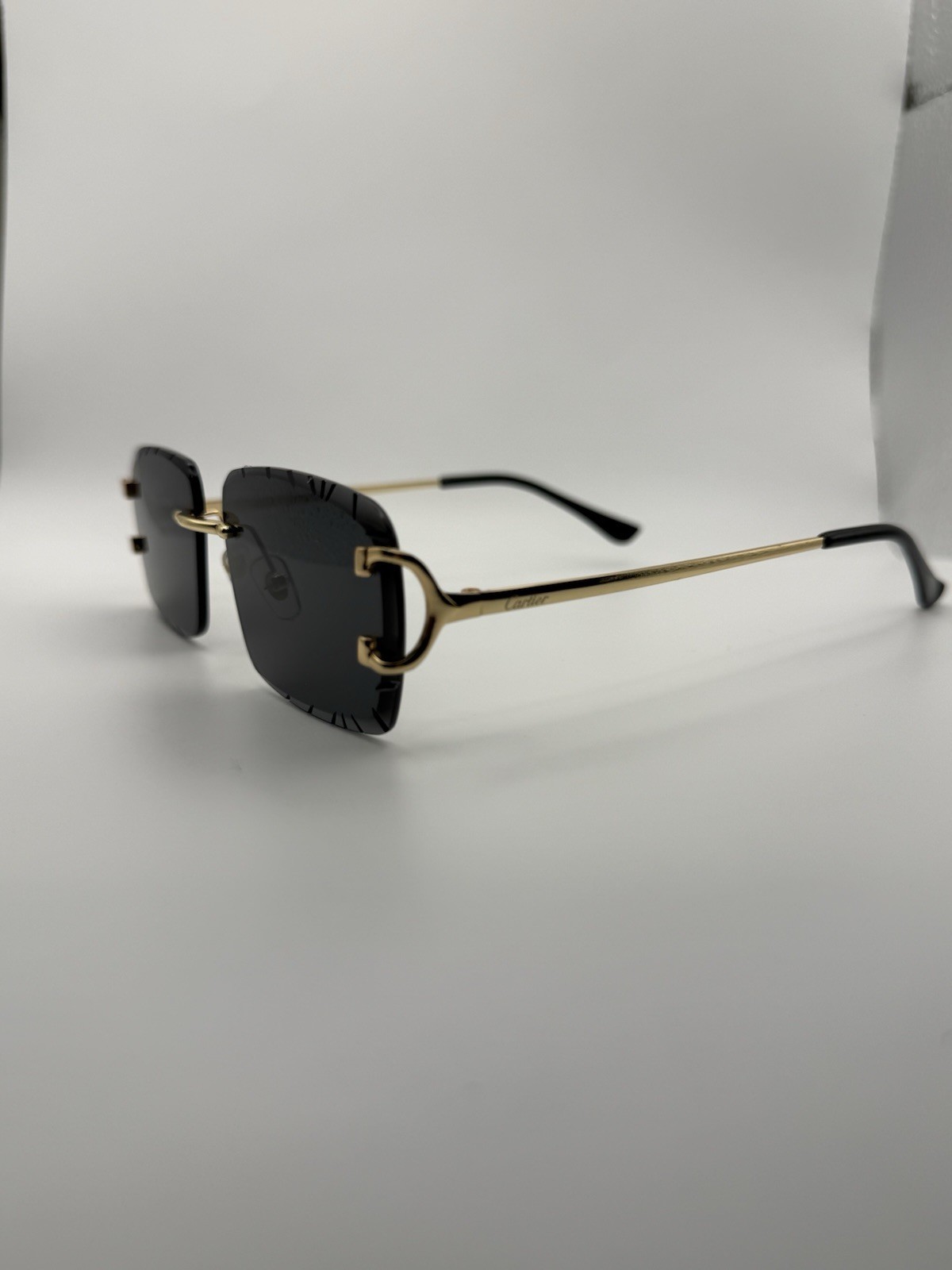 Cartier Big C Diamond Cut Black Frameless Lens Ct00920