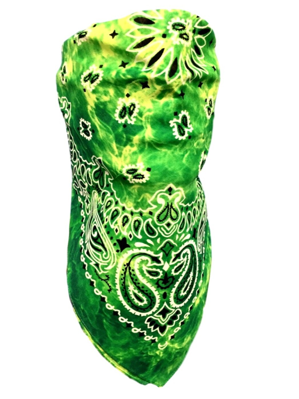 VELCRO®Brand ADJUSTABLE GREEN TIE DYE FACE COVER MASK REVERSIBLE NECK BANDANA