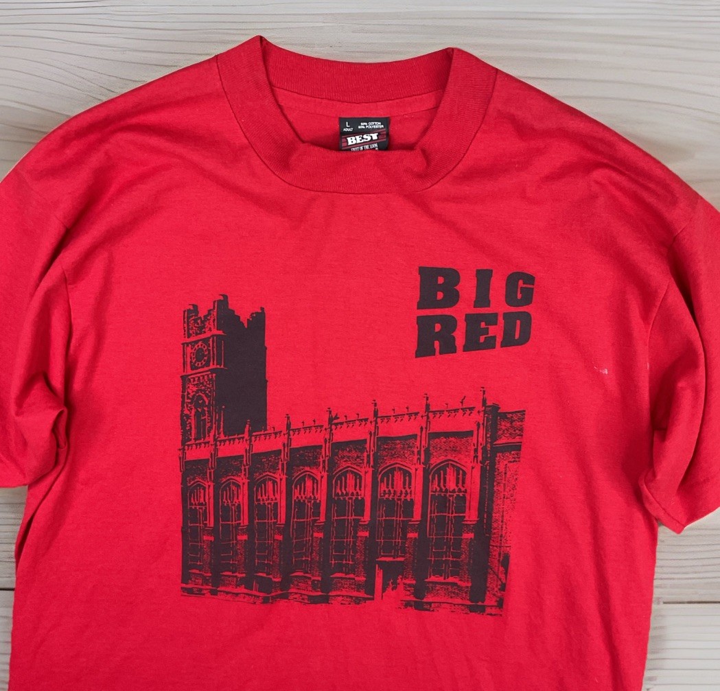 Vintage Big Red T-Shirt Sz L Western University 80s 90s Single Stitched 50/50