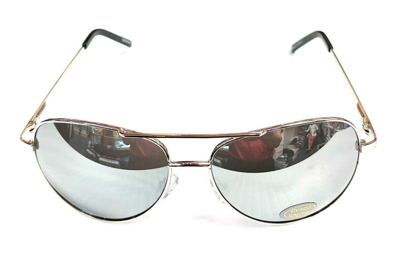 Aviator Sunglasses Black Mirror Lens Men Women Silver Spring Hinge Pilot UV 400